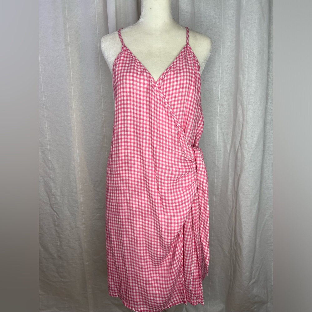 Rails Malia pink gingham print wrap tank dress
